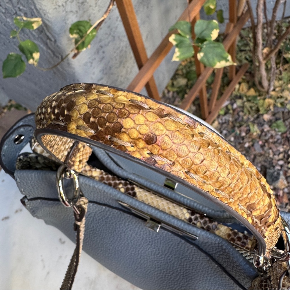 Fendi Cuoio Romano Selleria Leather Python Peekaboo Bag - Picture 6 of 16